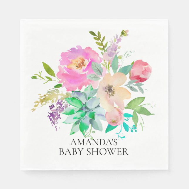 Suckulationer och Blommigt Pappra blöjor Pappersservett (Framsidan)