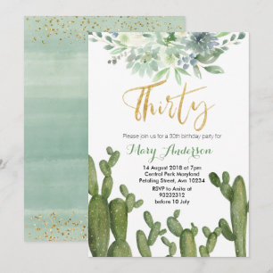 Suckulativt 30 30års födelsedag-inbjudningskaktus inbjudningar
