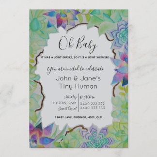 Suckulent baby showerinbjudan inbjudningar