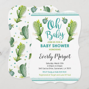 Suckulent dusch för kaktusbaby showerinbjudan inbjudningar