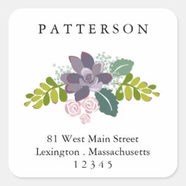 Suckulent etikett för blommigtträdgårdreturadress