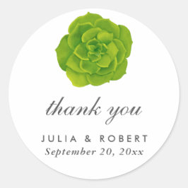 Suckulent Minimal Elegant bröllop Tack Runt Klistermärke