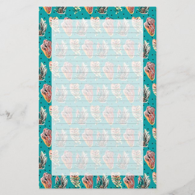 Suckulent mönster för abstrakt grafisk kaktus brevpapper (Framsida)