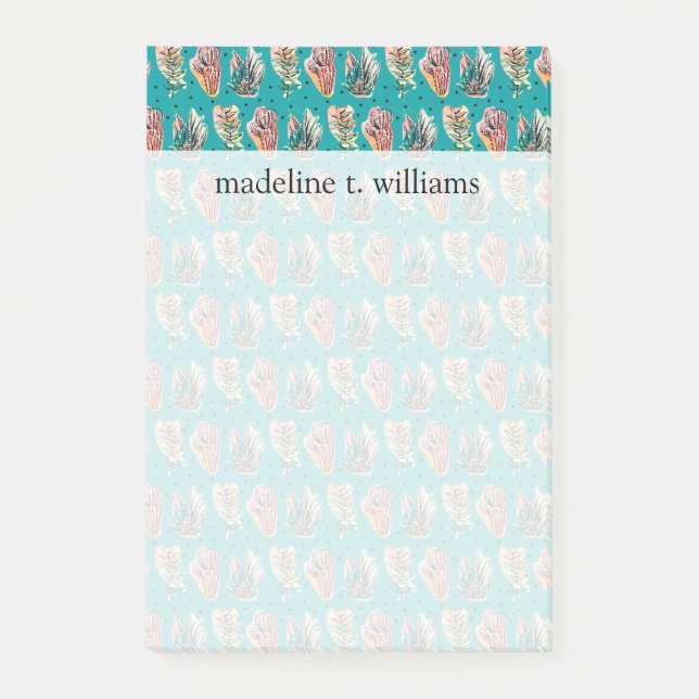 Suckulent mönster för abstrakt grafisk kaktus post-it block (Framsida)