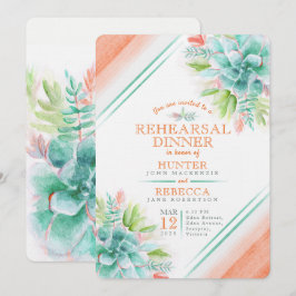 Suckulent vattenfärgsmiddag med orange för förnyad inbjudningar