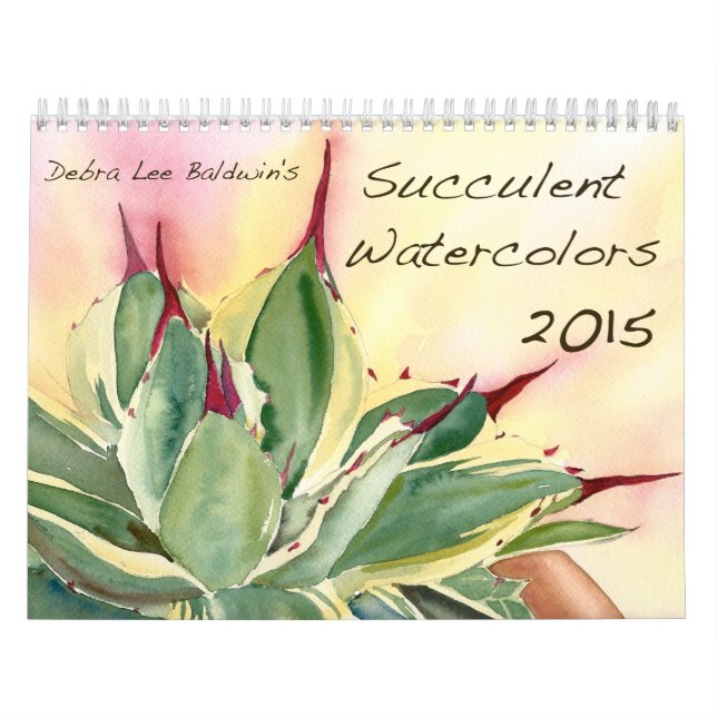 Suckulenta vattenfärger 2015 av Debra Lee Baldwin Kalender (Omslag)