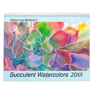 Suckulenta vattenfärger Debra 2019 Lee Baldwin Kalender