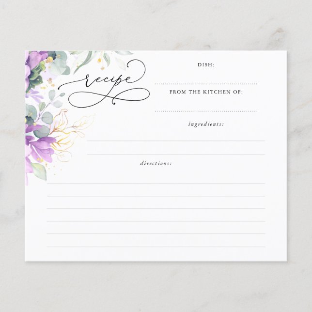 Suckulenter Guld Grönska Bröllopsfest Receptkort (Framsida)