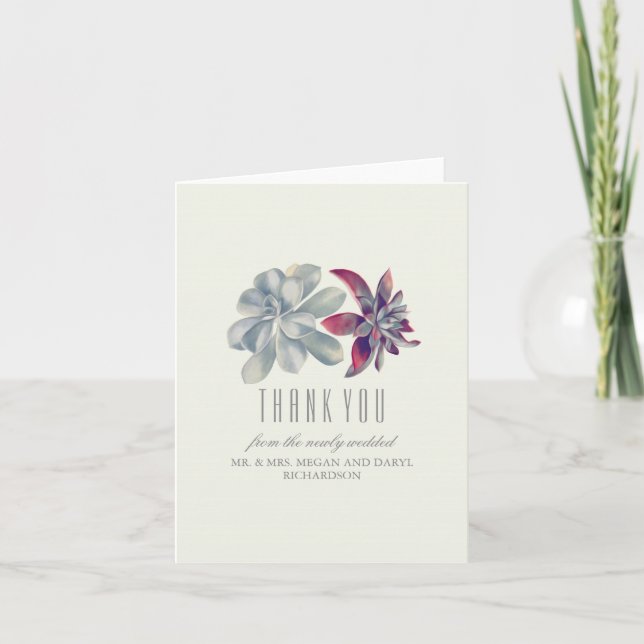 Suckulenter som gifta sig tack kort (Framsida)