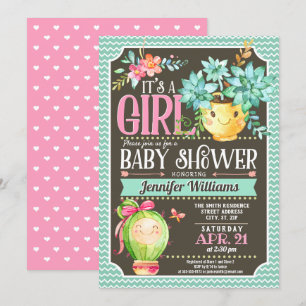 Suckulor, Cactus Girl Garden Baby Shower Inbjudningar