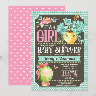 Suckulor, Cactus Girl Garden Baby Shower Inbjudningar