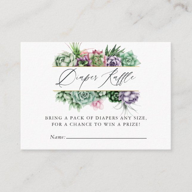 Suckulric Geometric Baby Shower Diaper Raffle Tilläggskort (Framsida)