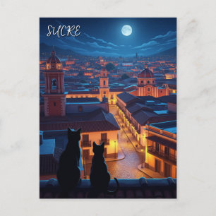 Sucre Bolivia-katter Night Vykort