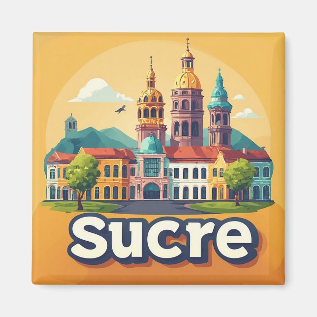 Sucre Bolivia Stad Resa Minne 🗺️ Magnet (Framsidan)