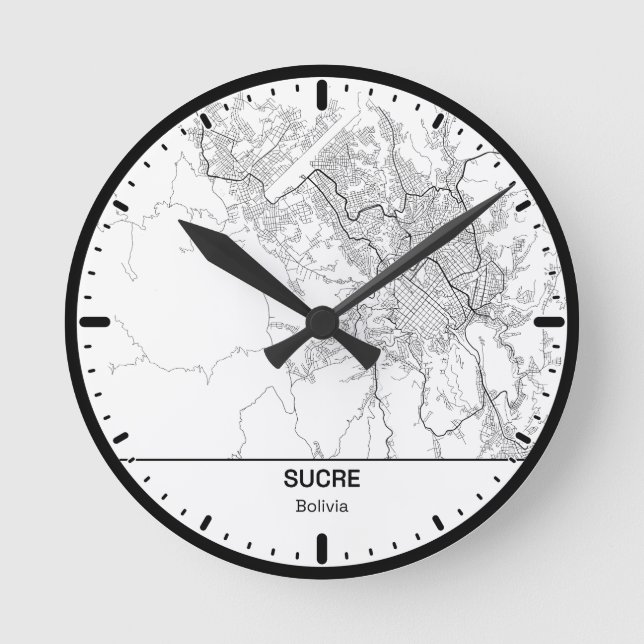 Sucre Clock City Line Art Rund Klocka (Framsida)