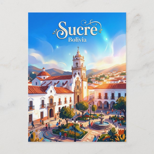 Sucre - Vitastaden Bolivia Vykort (Framsida)
