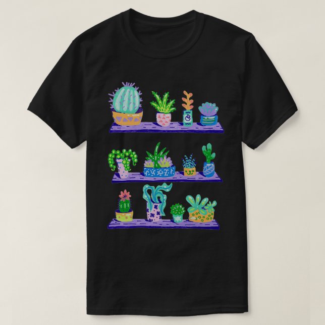 Suculens och Grönt aktuarier på hyllan T Shirt (Design framsida)