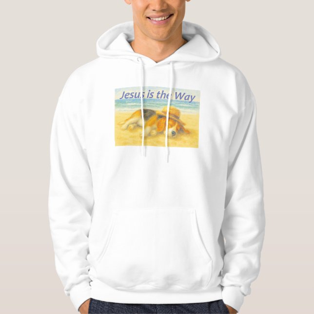 Sudadera Beach with a Hat - "Jesus is the Way" Hoodie (Framsida)