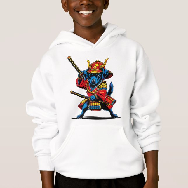 Sudadera con capucha de niños Perrito Samurái T Shirt (Framsida)