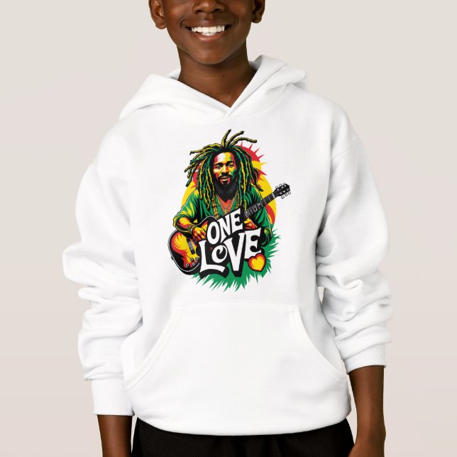 Sudadera con capucha One Love el Rey del Reggae T Shirt (Framsida)