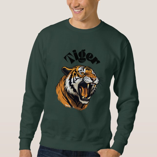 Sudadera cuello redondo Tiger unisex Lång Ärmad Tröja (Framsida)