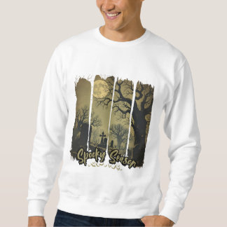 Sudadera de Halloween con Luna y Tumba Lång Ärmad Tröja