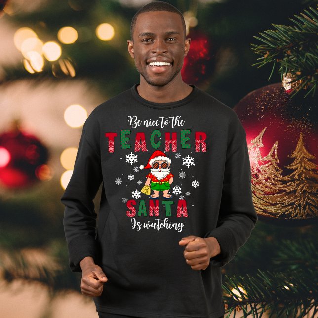 Sudadera de navidad santa playero para maestros lång ärmad tröja (Skapare uppladdad)
