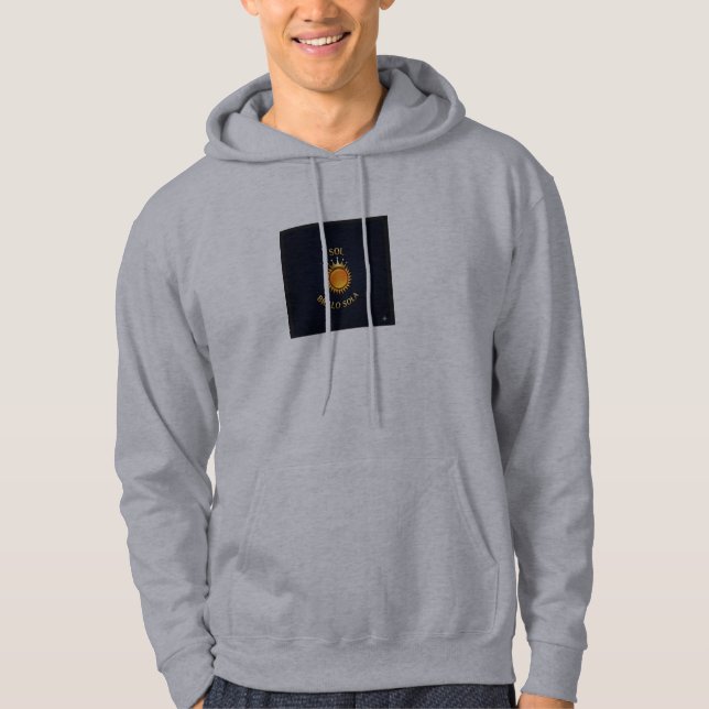 Sudadera Gris con Capucha “Sol Brillo Sola” – Esti Hoodie (Framsida)