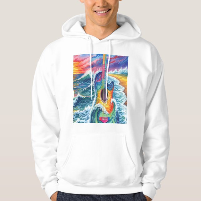 Sudadera guitarra en la playa  hoodie (Framsida)