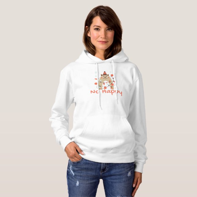 Sudadera No Happy Gatos, gatos T Shirt (Hel framsida)