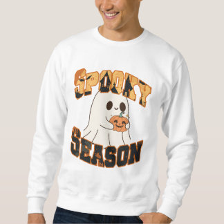 Sudadera Spooky Season Fantasma Cute Retro Lång Ärmad Tröja