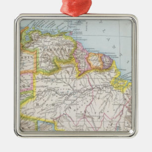 Sudamerika nordliches Blatt - South America karta Julgransprydnad Metall