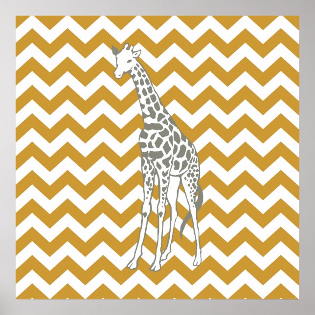 Sudan Brown Safari Chevron med pop Art Giraffe Poster (Framsidan)