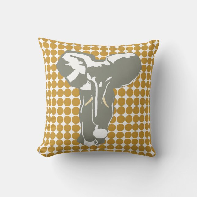 Sudan Brown Safari Dot med Pop Art Elephant Kudde (Framsida)