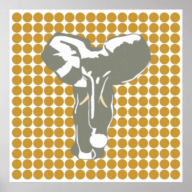 Sudan Brown Safari Dot med Pop Art Elephant Poster (Framsidan)