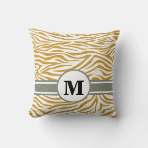 Sudan Brown Safari Zebra med Monogram Kudde
