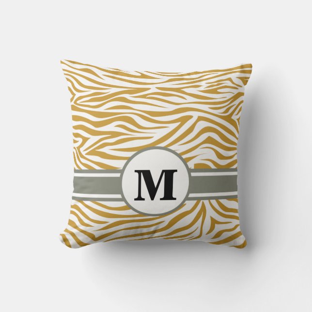 Sudan Brown Safari Zebra med Monogram Kudde (Framsida)