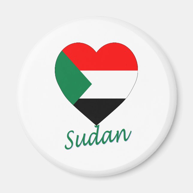 Sudan Flagga Heart Magnet (Framsidan)