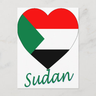 Sudan Flagga Heart Vykort