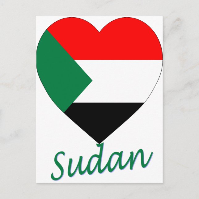 Sudan Flagga Heart Vykort (Framsida)