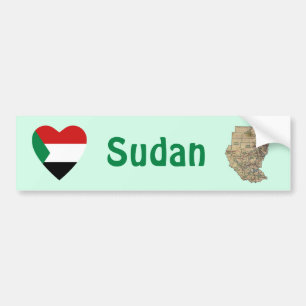 Sudan Flagga Hjärta + Karta Bildelarvklistermärke Bildekal