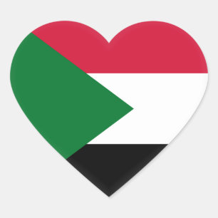 Sudan Flagga Hjärtformat Klistermärke