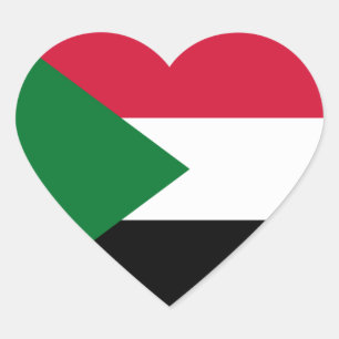 Sudan flagga hjärtformat klistermärke