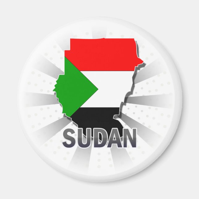 Sudan Flagga Karta 2.0 Magnet (Framsidan)