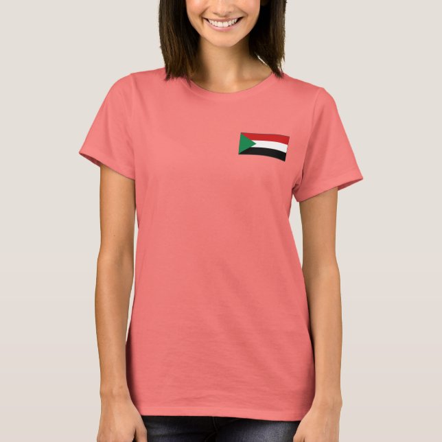 Sudan Flagga + Karta T-Shirt (Framsida)