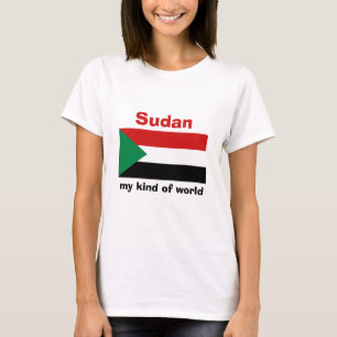 Sudan Flagga + Karta + Text T-Shirt