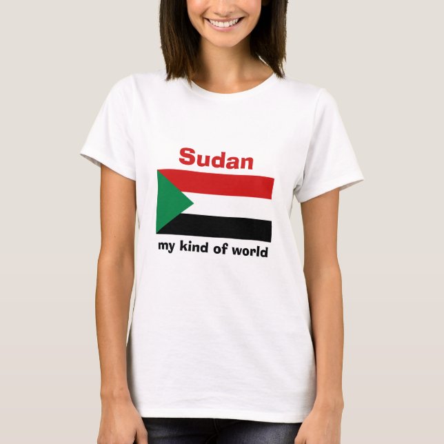 Sudan Flagga + Karta + Text T-Shirt (Framsida)