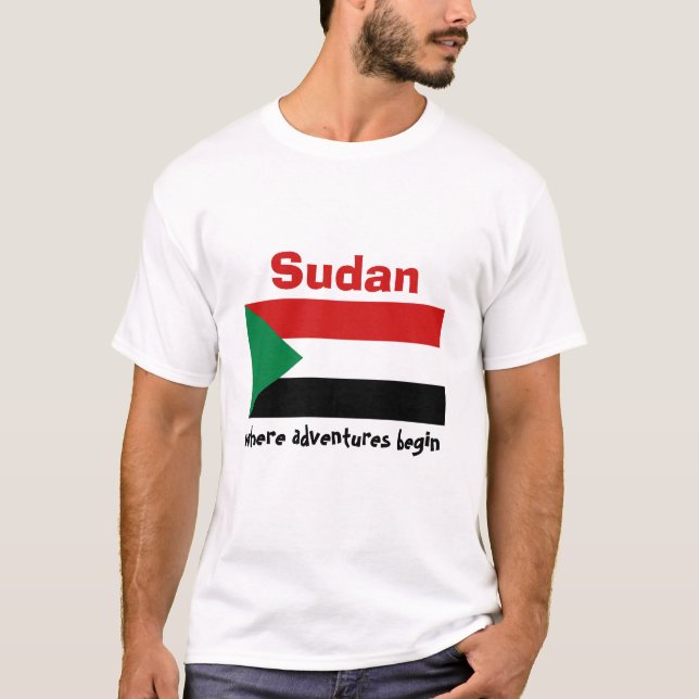 Sudan flagga + Karta + TextT-tröja Tee Shirt (Framsida)