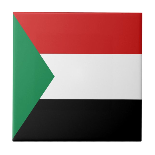 Sudan Flagga Keramisk Platta Kakelplatta (Framsidan)