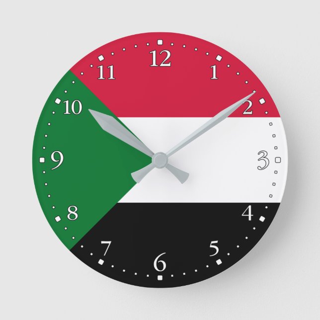 Sudan flagga rund klocka (Framsida)